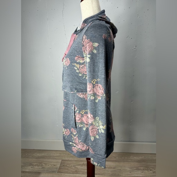 Latched Mama Floral Pattern Long Sleeve Breastfeeding Lightweight Hoodie Size XS - Picture 3 of 11